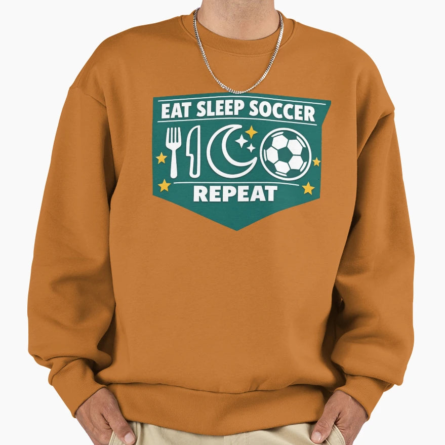 Eat Sleep Soccer Repeat Bold Fan Sweatshirt - Unique Graphic for Adults - T-Shirt, Sweatshirt, Hoodie