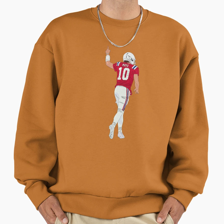 Drake Maye Celebrating Sweatshirt - Minimalist Print for Adults - T-Shirt, Sweatshirt, Hoodie