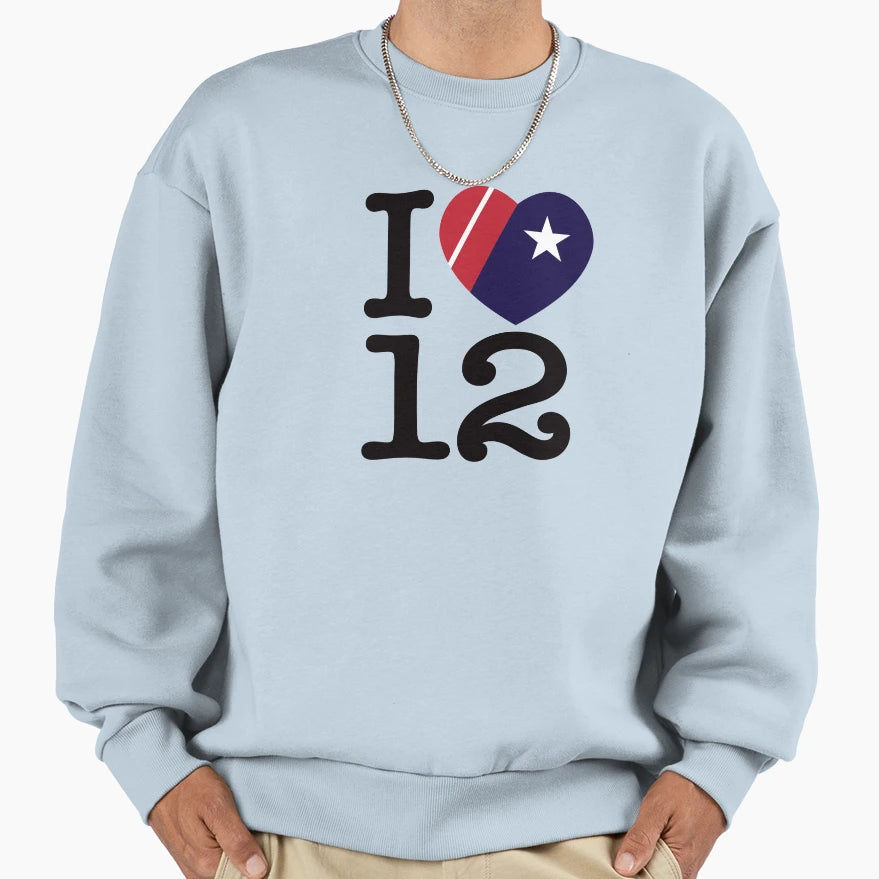 I Love 12 TB Football Patriots T-Shirt - Novelty Apparel Unisex - T-Shirt, Sweatshirt, Hoodie