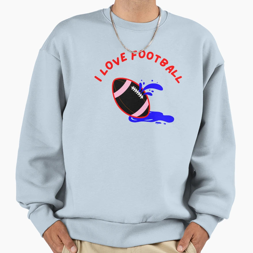 I Love Football Black Football Blue Sweatshirt - Minimalist Print Unisex - T-Shirt, Sweatshirt, Hoodie