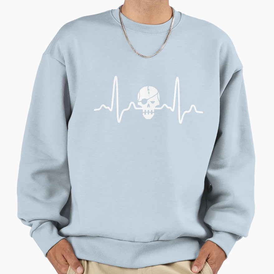 Heartbeat Pirate Skull Crossbones Sweatshirt - Custom Art Print Unisex - T-Shirt, Sweatshirt, Hoodie