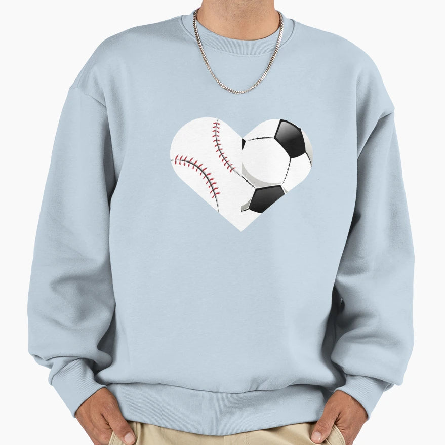 Soccer Baseball Heart Sports Baseball Sweatshirt - Unique Graphic Unisex - T-Shirt, Sweatshirt, Hoodie