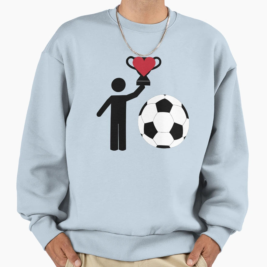 Stick Red Heart Soccer I Love Sweatshirt - Aesthetic Graphic for Adults - T-Shirt, Sweatshirt, Hoodie
