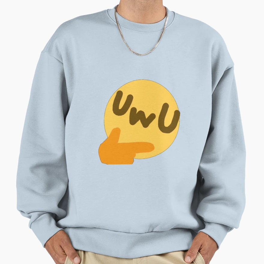 Uwu Thinking Emoji Sweatshirt - Trendy Graphic for Adults - T-Shirt, Sweatshirt, Hoodie