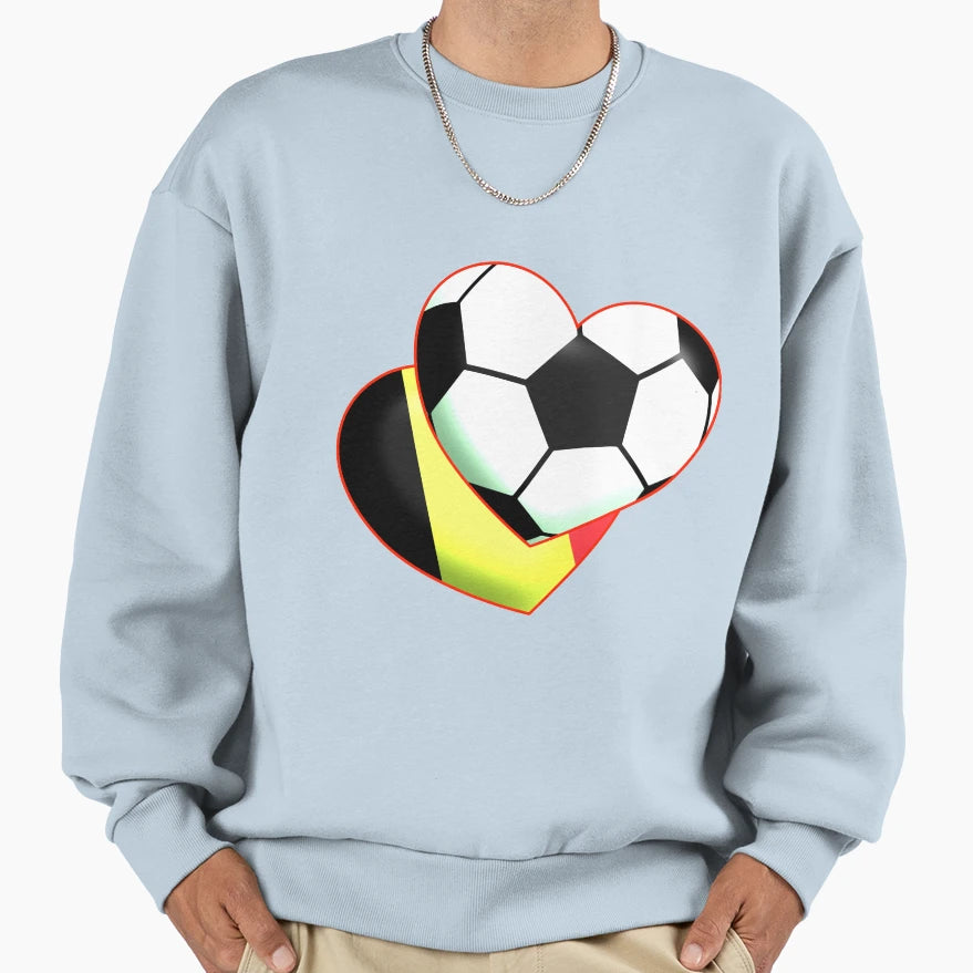 Football Heart Belgium Sweatshirt - Graphic Print Unisex - T-Shirt, Sweatshirt, Hoodie