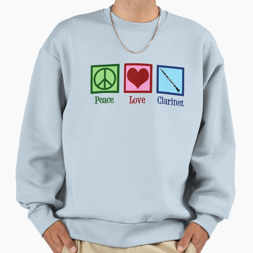 Peace Love Clarinets Sweatshirt - Trendy Graphic Men Women - T-Shirt, Sweatshirt, Hoodie