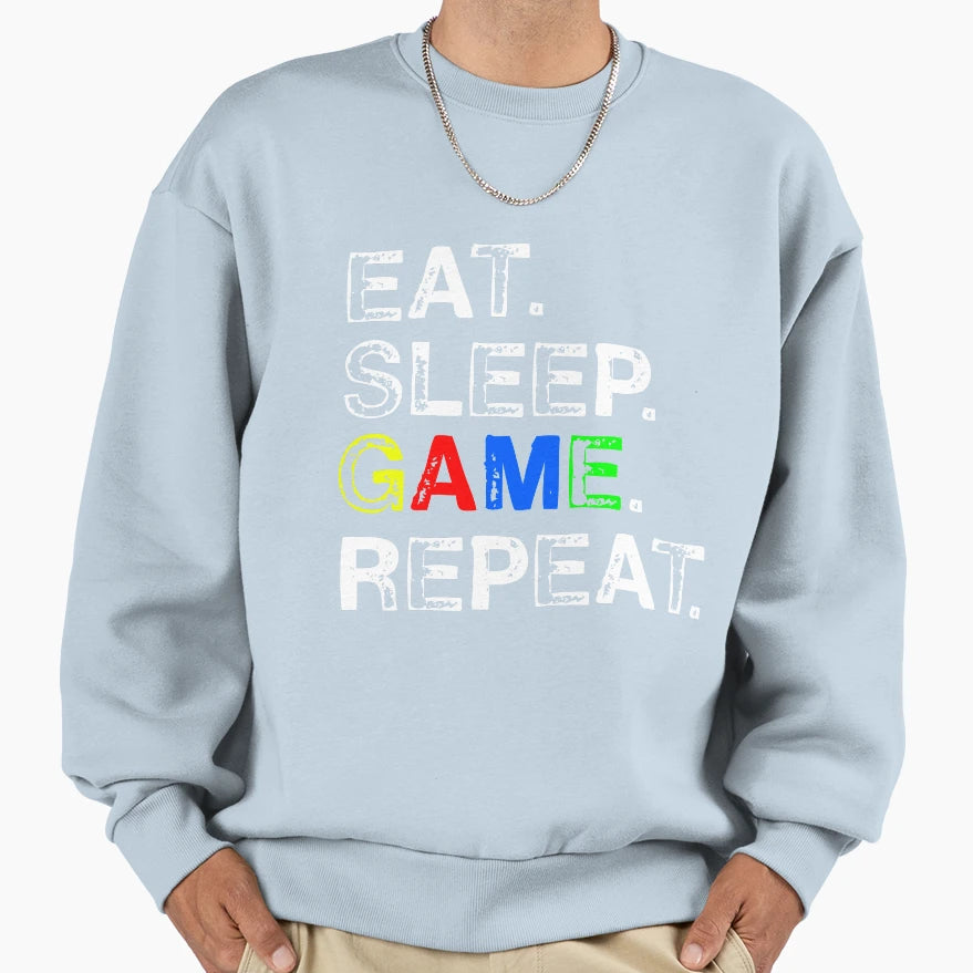 Eat Sleep Game Repeat Sweatshirt - Minimalist Print for Adults - T-Shirt, Sweatshirt, Hoodie