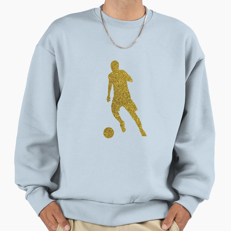 Football Soccer Shooter Golden Glitter Sweatshirt - Unique Graphic Unisex - T-Shirt, Sweatshirt, Hoodie