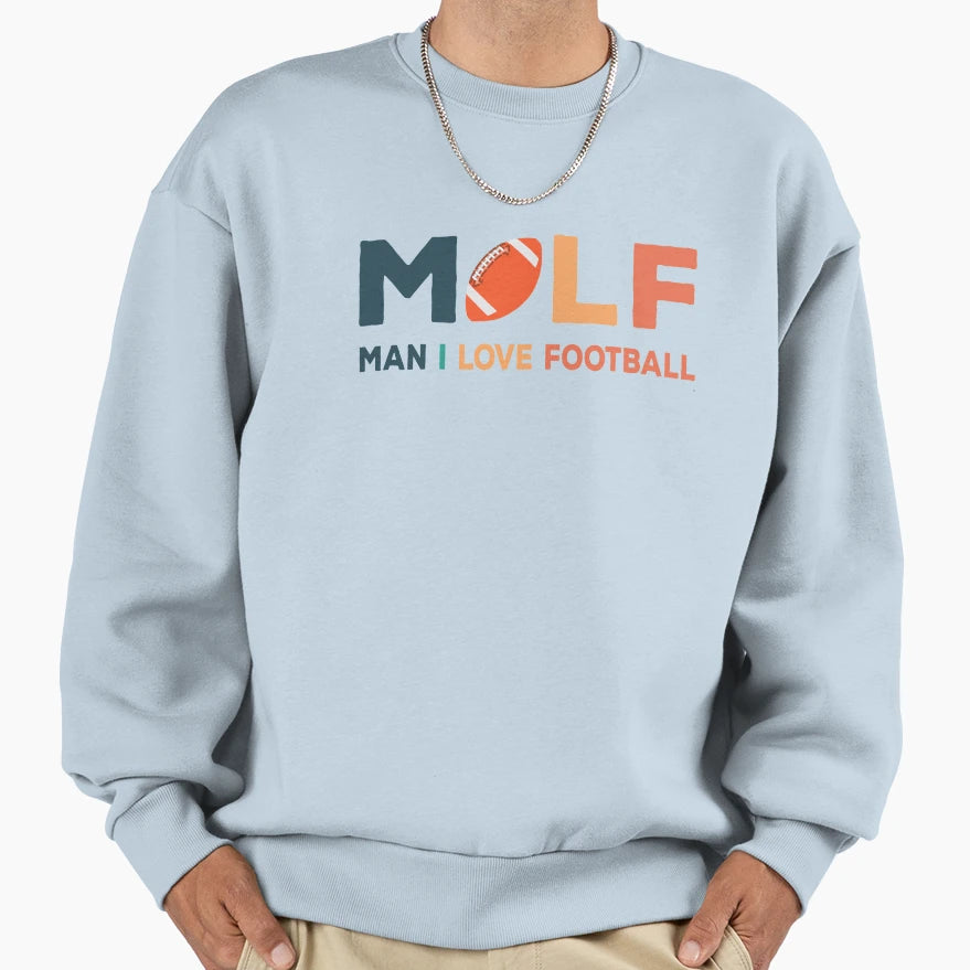 Milf I Love Football Illustration Sweatshirt - Minimalist Print Men Women - T-Shirt, Sweatshirt, Hoodie