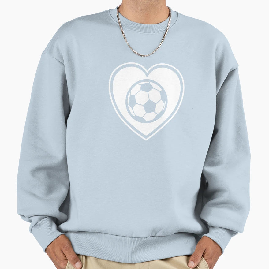 Heart Icon Soccer Ball Sweatshirt - Aesthetic Graphic Men Women - T-Shirt, Sweatshirt, Hoodie