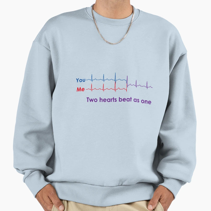 Two Hearts Beat As One Sweatshirt - Aesthetic Graphic Unisex - T-Shirt, Sweatshirt, Hoodie