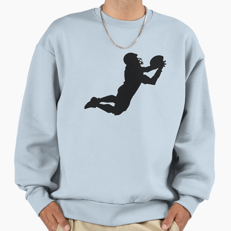Football Player Action Silhouette Sweatshirt - Graphic Print Unisex - T-Shirt, Sweatshirt, Hoodie