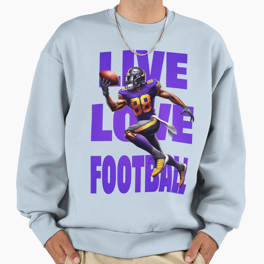 Live Love Football Sweatshirt - Custom Art Print for Adults - T-Shirt, Sweatshirt, Hoodie