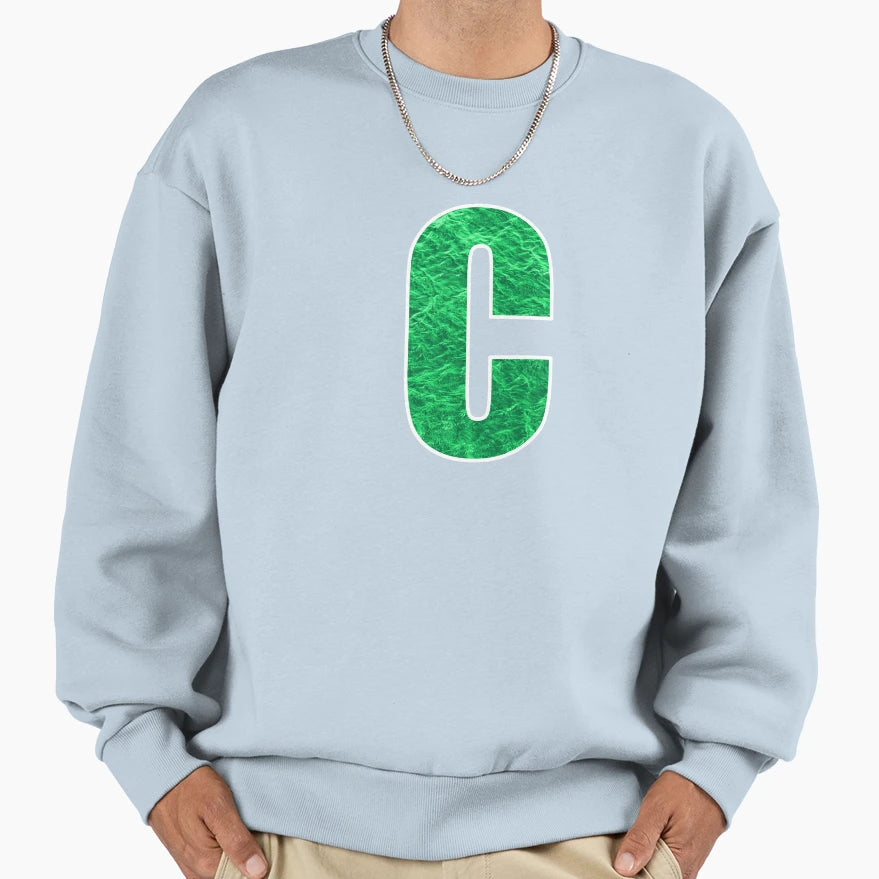 Letter C Green Water Wave Ocean Art Sweatshirt - Novelty Apparel Men Women - T-Shirt, Sweatshirt, Hoodie