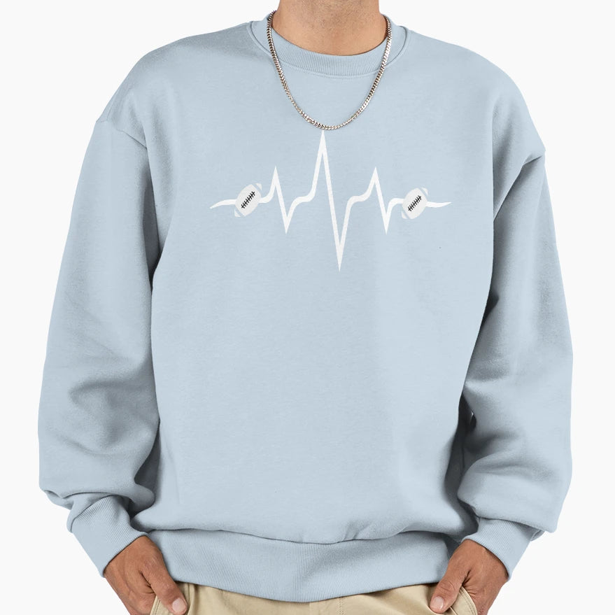 American Football Heartbeat Funny Sweatshirt - Streetwear Style Men Women - T-Shirt, Sweatshirt, Hoodie