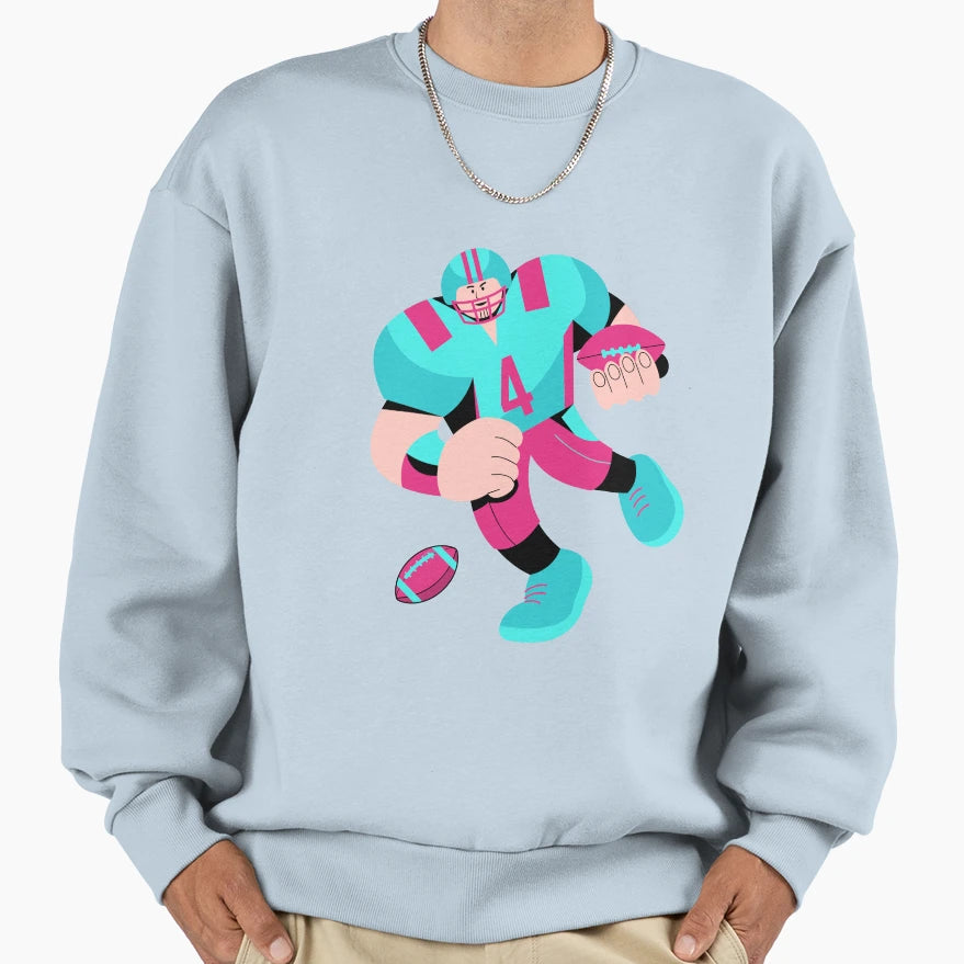 American Football Cartoon Sweatshirt - Minimalist Print Men Women - T-Shirt, Sweatshirt, Hoodie