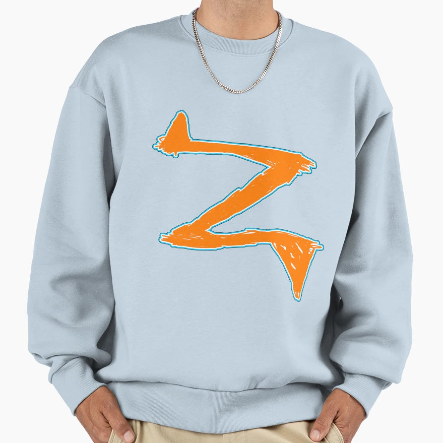 Grunge Z Logo Safety Orange And Sky Sweatshirt - Custom Art Print Unisex - T-Shirt, Sweatshirt, Hoodie