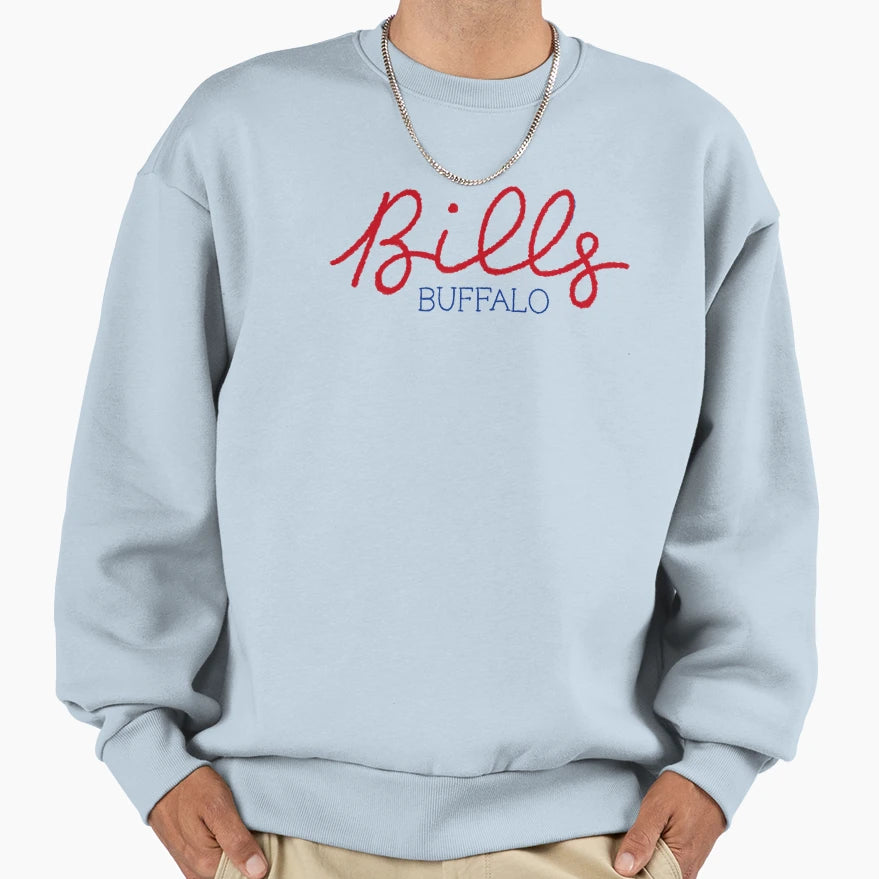 Buffalo Bills Handwritten Sweatshirt - Graphic Print Unisex - T-Shirt, Sweatshirt, Hoodie