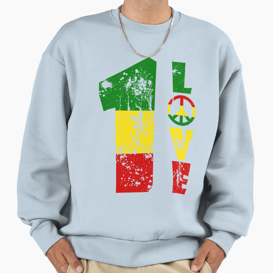 One Love Jamaica Rasta Reggae Sweatshirt - Aesthetic Graphic for Adults - T-Shirt, Sweatshirt, Hoodie