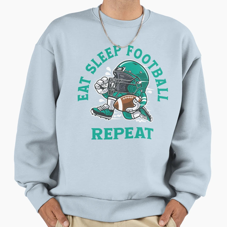 Eat Sleep Football Repeat T-Shirt - Streetwear Style for Adults - T-Shirt, Sweatshirt, Hoodie