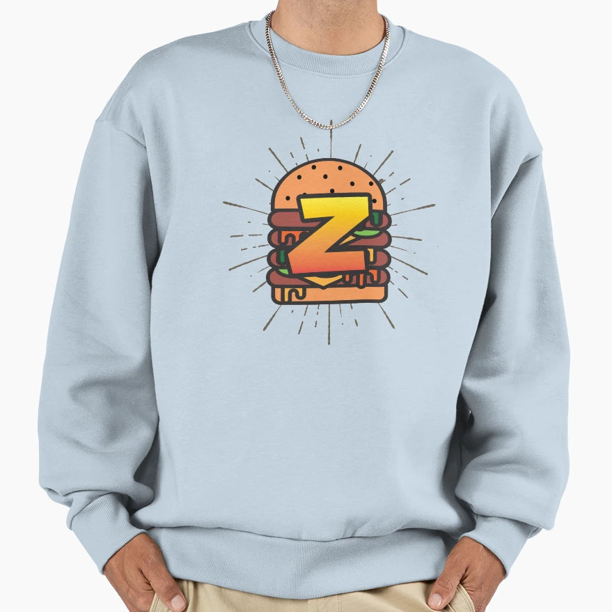 Monogram Z Juicy Cheeseburger Sweatshirt - Casual Everyday Wear for Adults - T-Shirt, Sweatshirt, Hoodie
