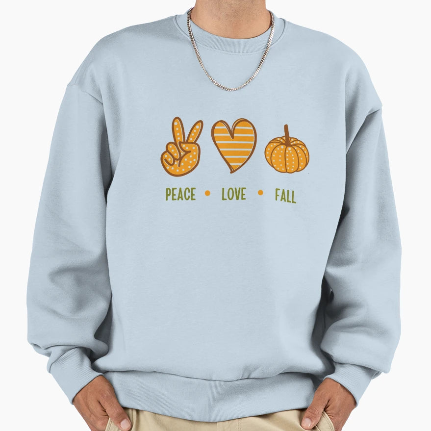 Peace Love Fall Sweatshirt - Graphic Print for Adults - T-Shirt, Sweatshirt, Hoodie