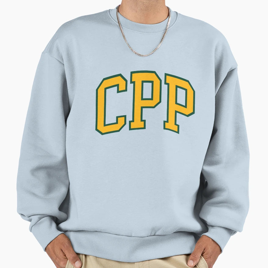 Cpp College Font Curved Sweatshirt - Trendy Graphic Unisex - T-Shirt, Sweatshirt, Hoodie