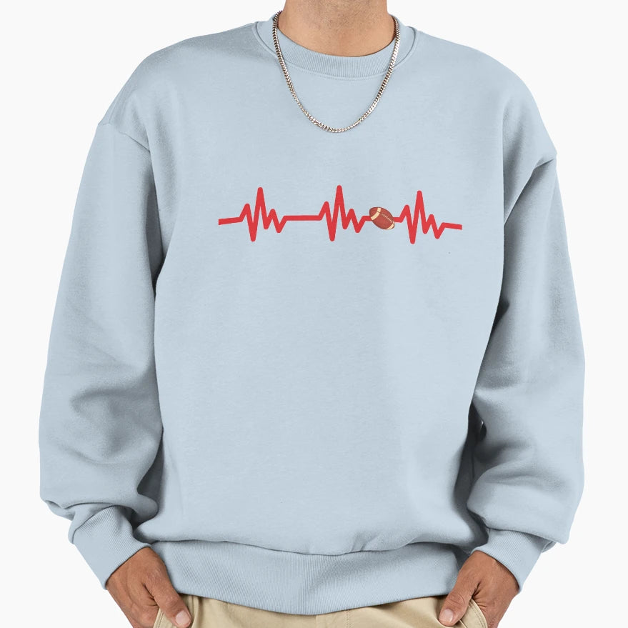 Football Heartbeat Love Football Sweatshirt - Fun Novelty Design Unisex - T-Shirt, Sweatshirt, Hoodie