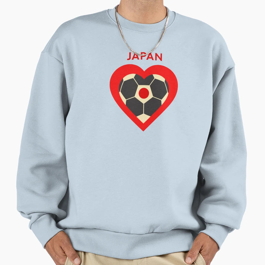 Japan Soccer Heart Sweatshirt - Custom Art Print Unisex - T-Shirt, Sweatshirt, Hoodie