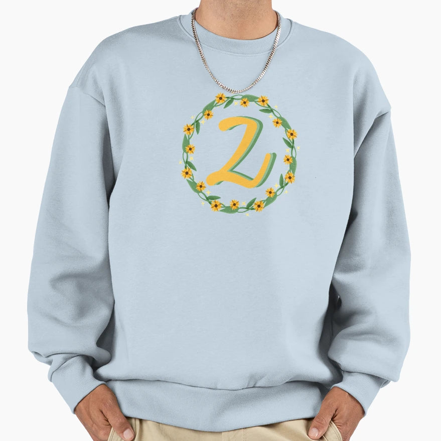 Z Monogram Sunflower Wreath Sweatshirt - Graphic Print for Adults - T-Shirt, Sweatshirt, Hoodie