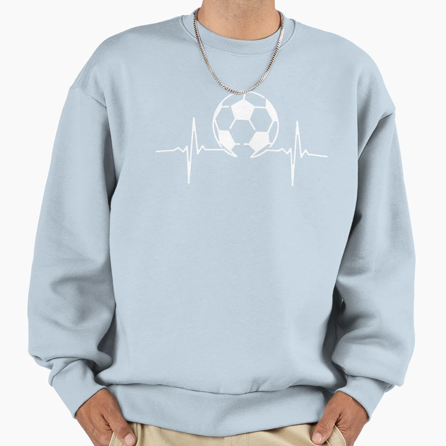 My Heart Beats Soccer White Sweatshirt - Novelty Apparel for Adults - T-Shirt, Sweatshirt, Hoodie