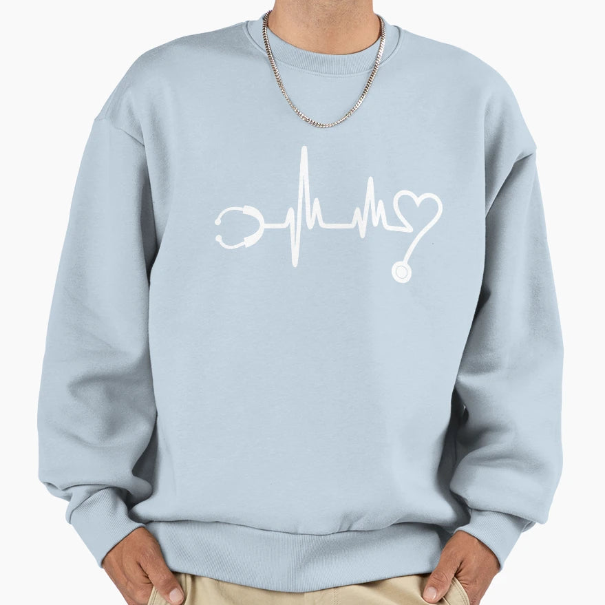 Hearbeat Stethoscope Sweatshirt - Graphic Print Unisex - T-Shirt, Sweatshirt, Hoodie