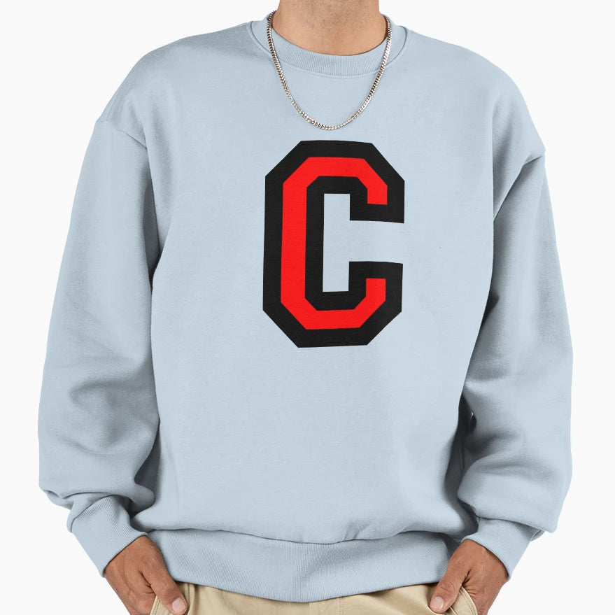 Letter C Black Red Character Sweatshirt - Minimalist Print Men Women - T-Shirt, Sweatshirt, Hoodie