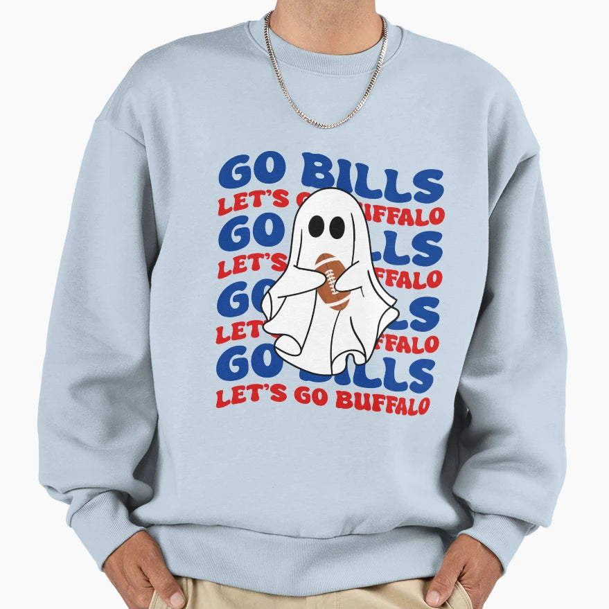 Go Bills Ghost Sweatshirt - Trendy Graphic Men Women - T-Shirt, Sweatshirt, Hoodie