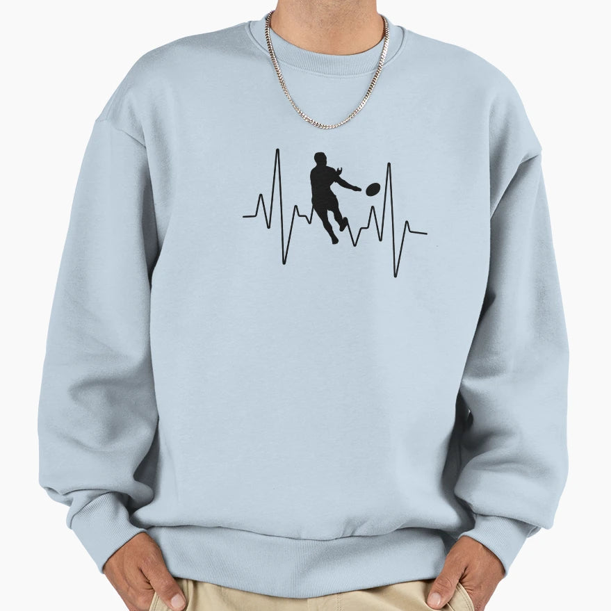 Rugby Heartbeat Sweatshirt - Custom Art Print Men Women - T-Shirt, Sweatshirt, Hoodie