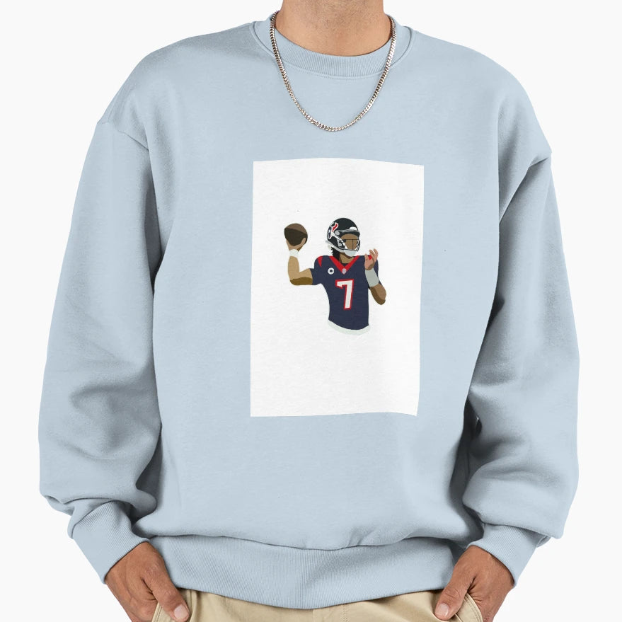 Cj Stroud Throwing Football Sweatshirt - Unique Graphic Men Women - T-Shirt, Sweatshirt, Hoodie