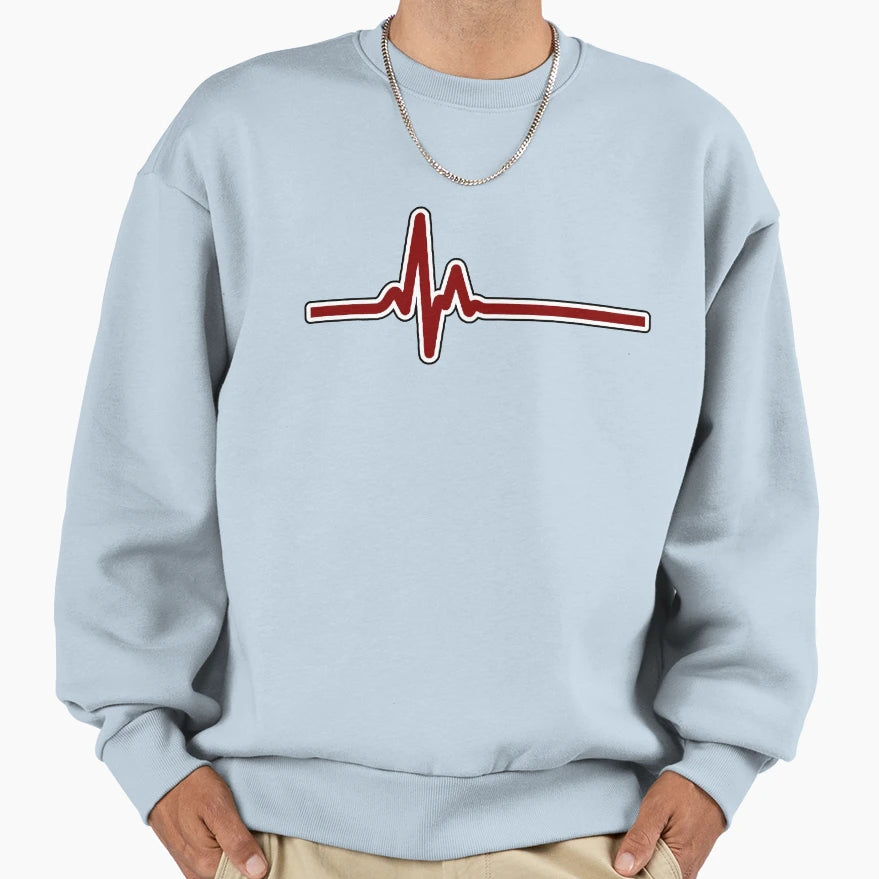 Heartbeat Ecg Red Sweatshirt - Aesthetic Graphic Men Women - T-Shirt, Sweatshirt, Hoodie