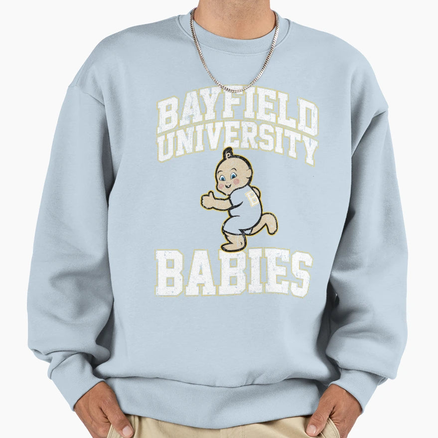 Bayfield University Babies Happy Sweatshirt - Aesthetic Graphic Unisex - T-Shirt, Sweatshirt, Hoodie