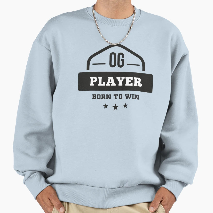 Og Player Born To Win Old School Gaming Sweatshirt - Unique Graphic Unisex - T-Shirt, Sweatshirt, Hoodie