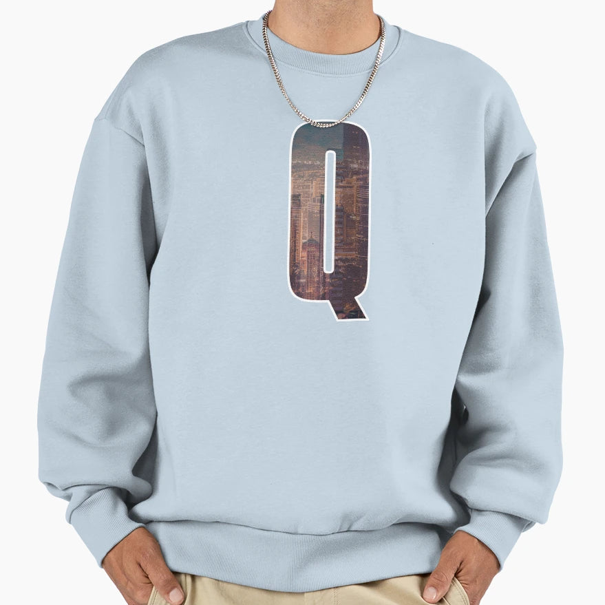 Letter Q City Art Sweatshirt - Aesthetic Graphic Unisex - T-Shirt, Sweatshirt, Hoodie