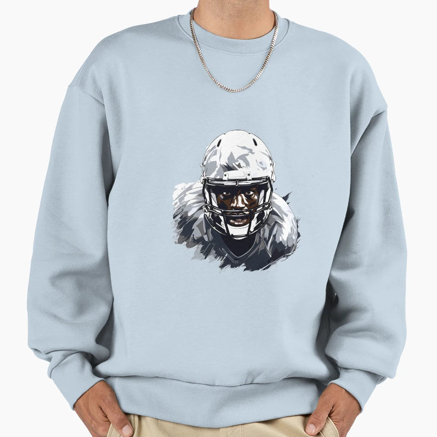 Artistic Cartoon Football Player Sweatshirt - Minimalist Print Unisex - T-Shirt, Sweatshirt, Hoodie