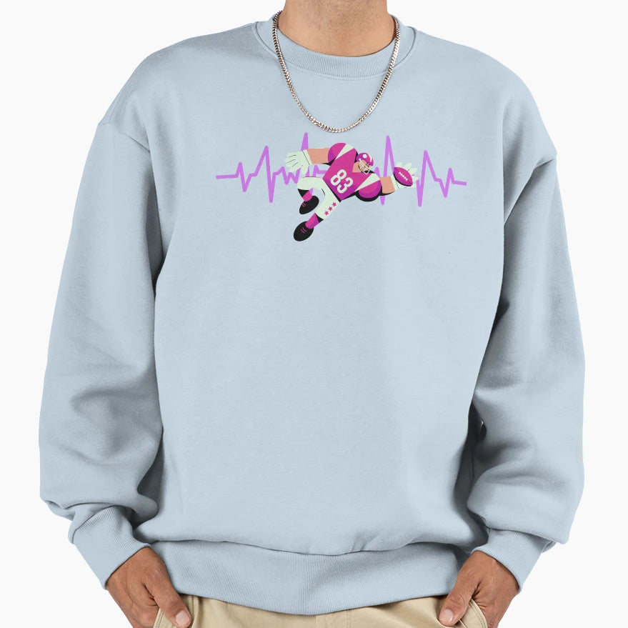 Wide Receiver Football Heart Beat Sweatshirt - Minimalist Print for Adults - T-Shirt, Sweatshirt, Hoodie