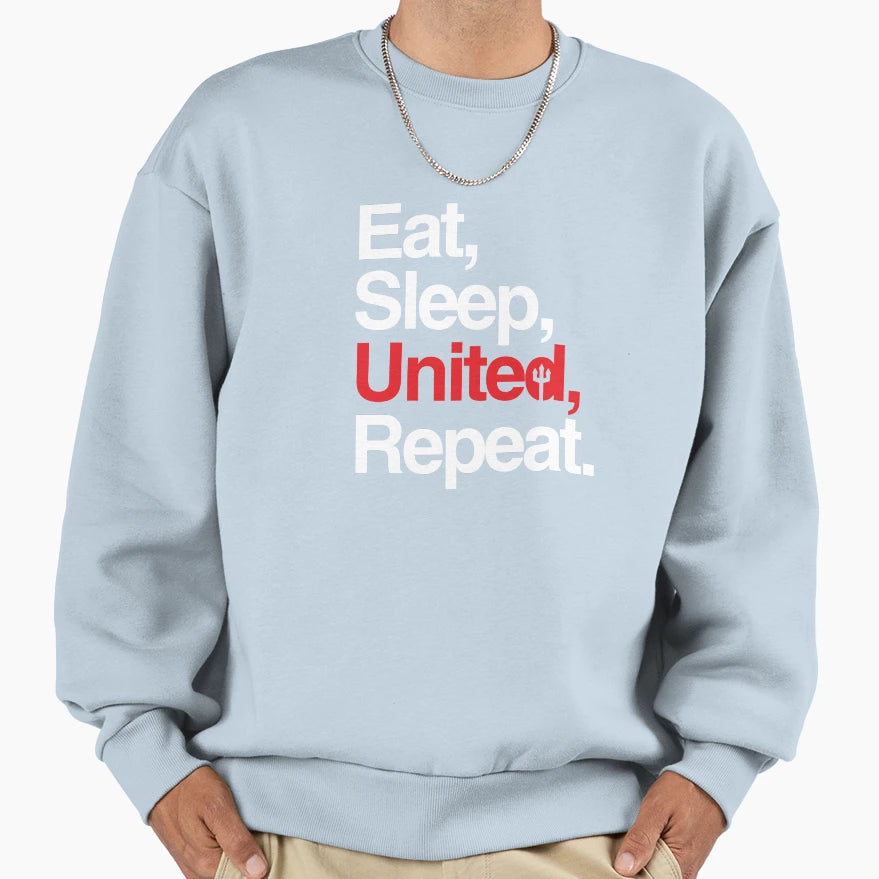 Eat Sleep United Repeat Funny Sweatshirt - Graphic Print for Adults - T-Shirt, Sweatshirt, Hoodie