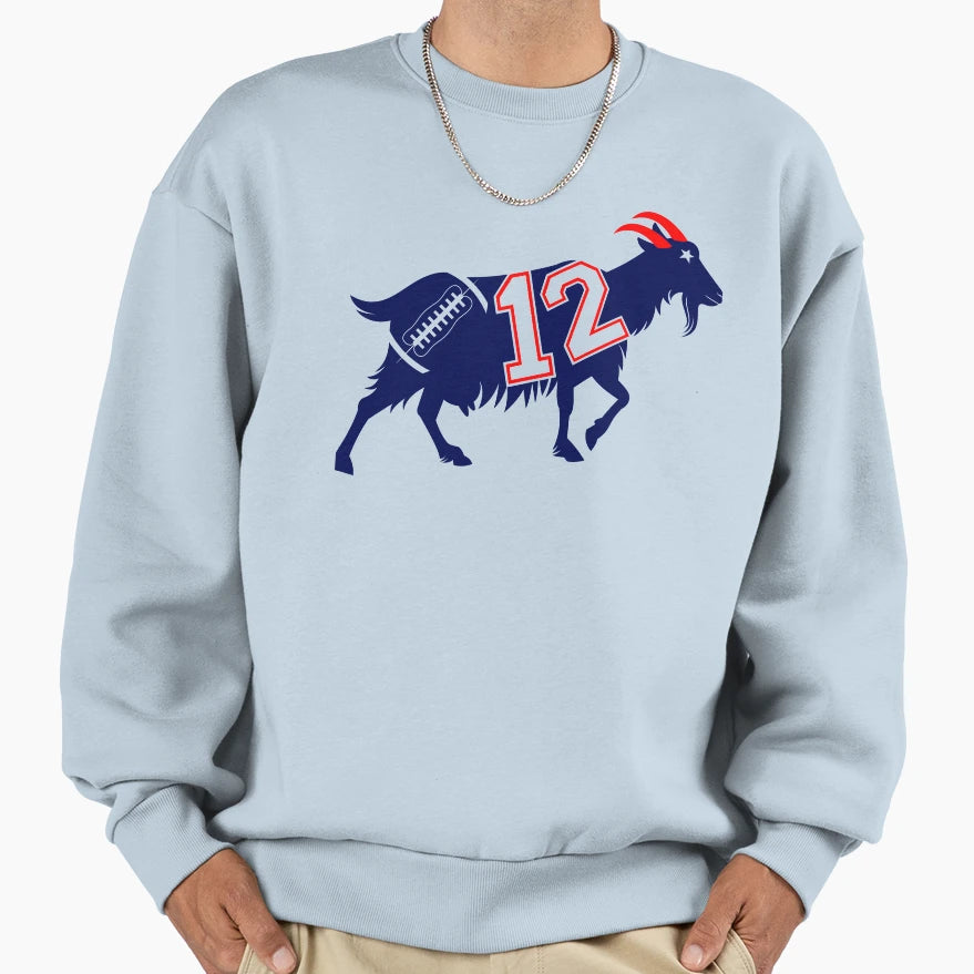 New England Football Goat 12 Sweatshirt - Custom Art Print Men Women - T-Shirt, Sweatshirt, Hoodie