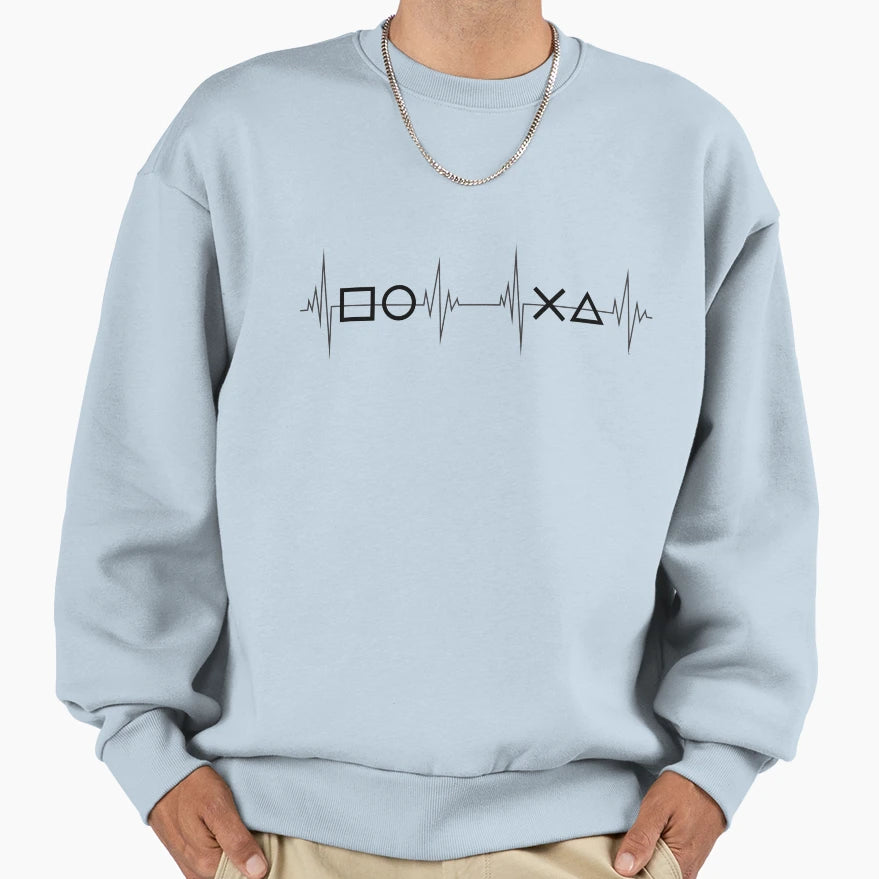 Heartbeat Gamer Ps Pulse Gamer Sweatshirt - Unique Graphic for Adults - T-Shirt, Sweatshirt, Hoodie