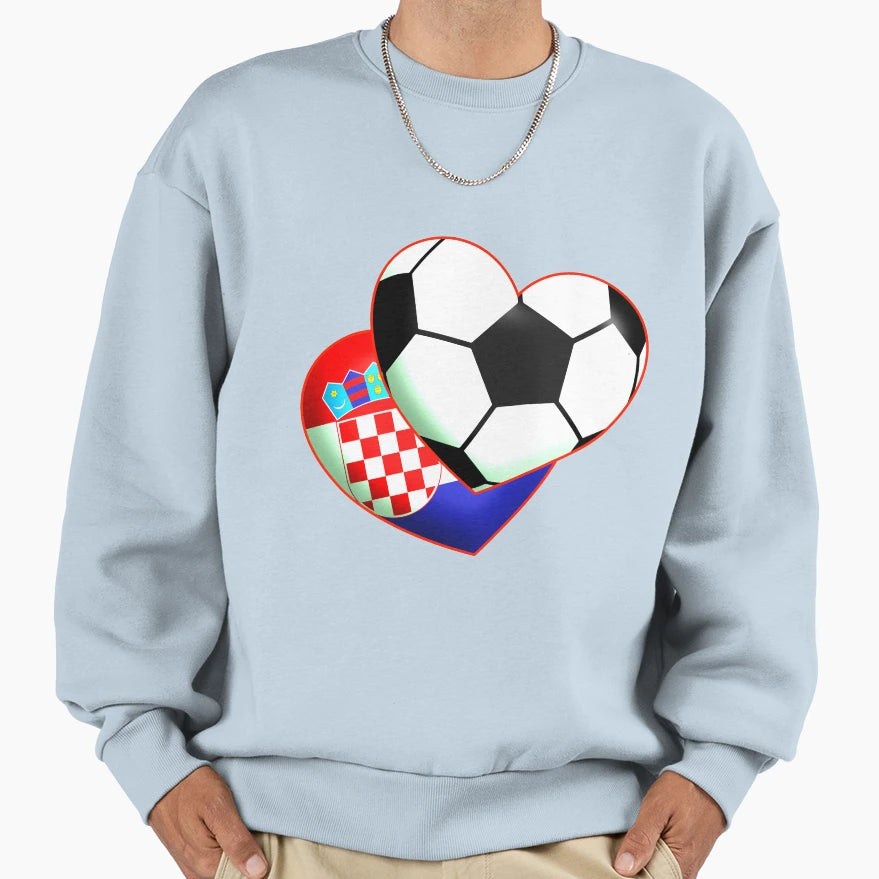Soccer Heart Croatia Sweatshirt - Aesthetic Graphic for Adults - T-Shirt, Sweatshirt, Hoodie