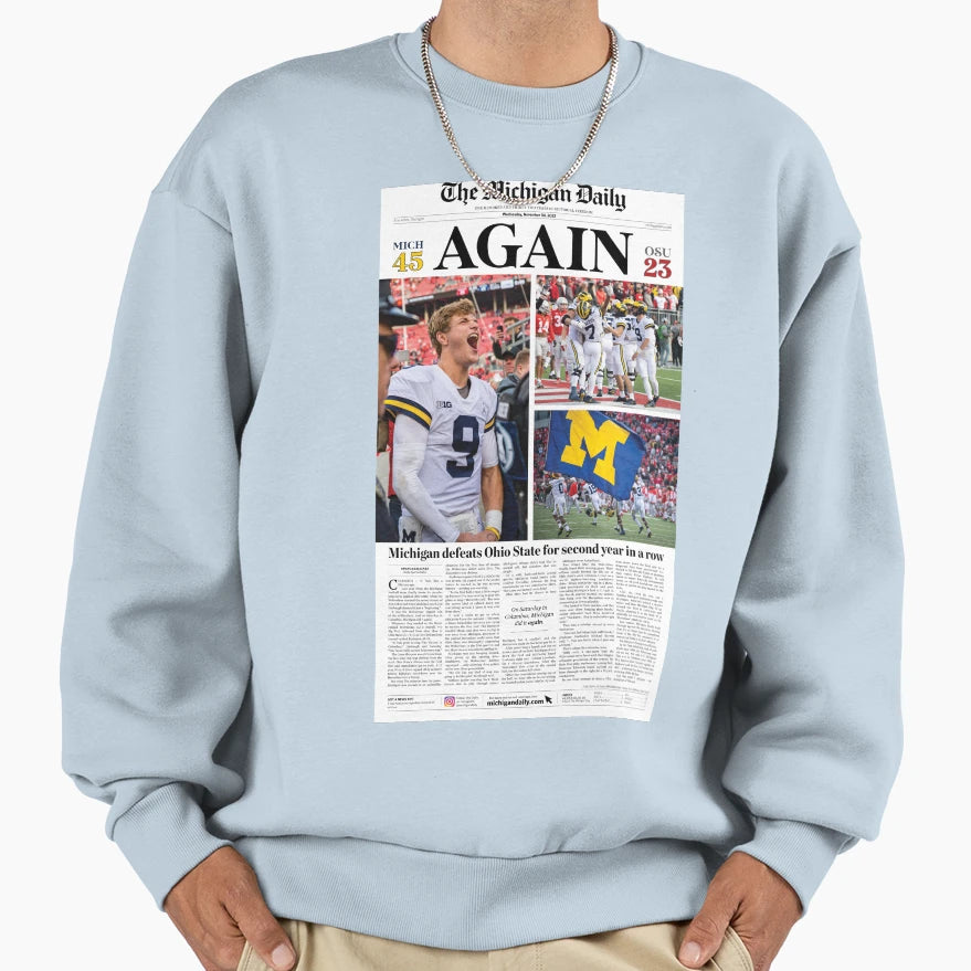 11 30 Michigan Daily Front Cover Sweatshirt - Graphic Print Men Women - T-Shirt, Sweatshirt, Hoodie