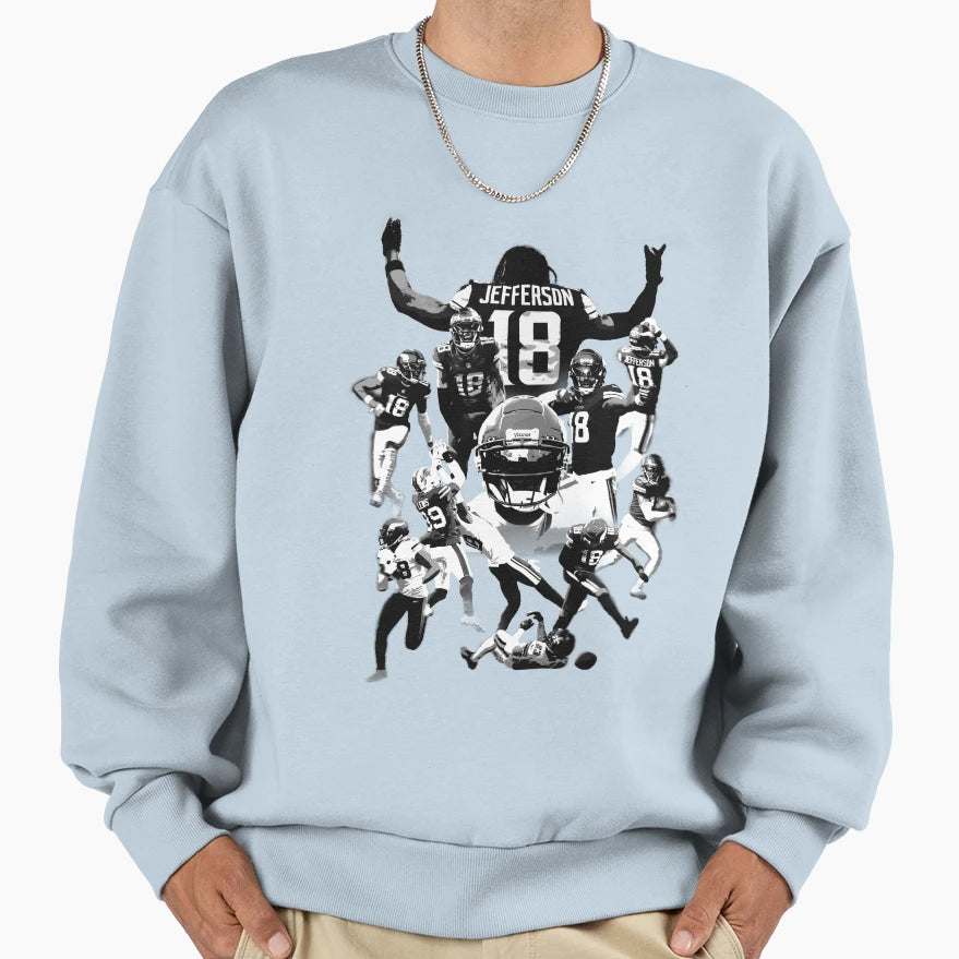 Justin Jeffersons Mvp Season Black White Sweatshirt - Graphic Print Unisex - T-Shirt, Sweatshirt, Hoodie
