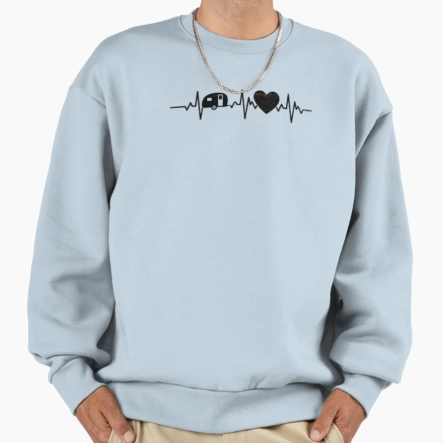 Camping Heartbeat Nature Outdoor Sweatshirt - Novelty Apparel for Adults - T-Shirt, Sweatshirt, Hoodie