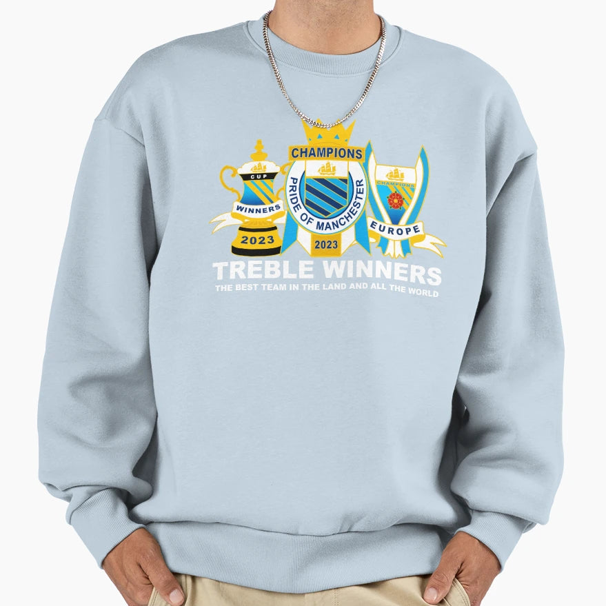 Treble Manchester City Trophies 2023 Sweatshirt - Minimalist Print Unisex - T-Shirt, Sweatshirt, Hoodie